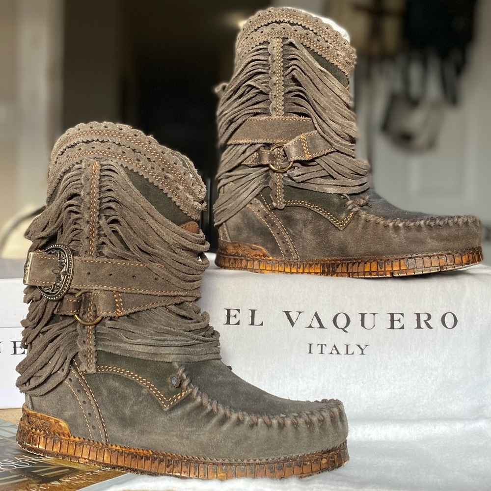 El Vaquero Julie Silverstone Avana Wedge Moccasin Boots - Size 37 - New in Box